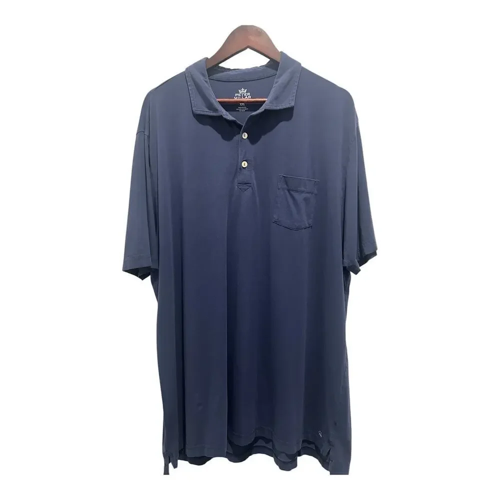 2 PETER MILLAR Men’s Polo Style Golf Shirts Size XXL Cotton Blend Casual
